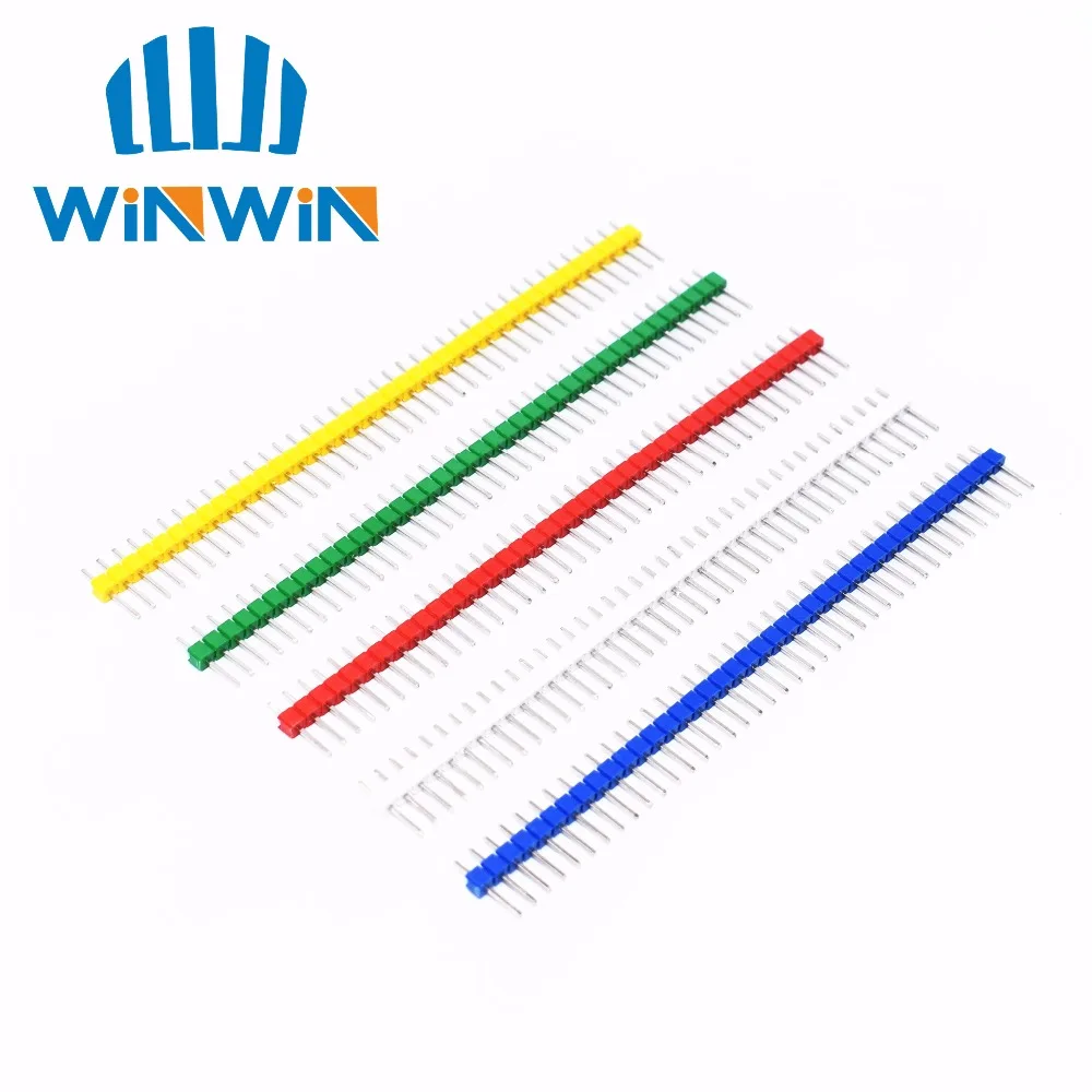 

10pcs 40 Pin 1x40 Single Row Male 2.54 Breakable Pin Header Connector Strip white/black/red/blue/green/yellow