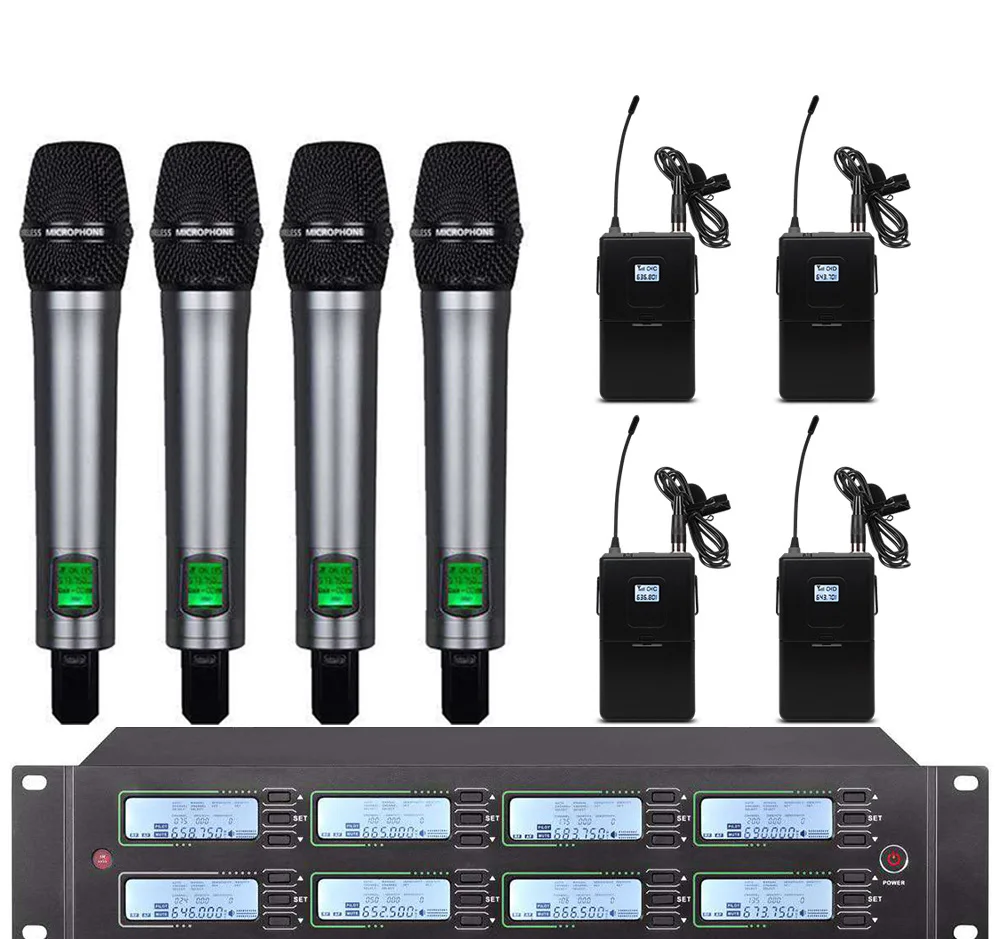 Professional Uhf Wireless Microphone Series 8 Channel Lavalier