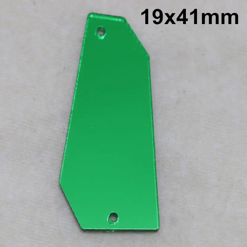Зеленые акриловые зеркальные пришивные стразы DIY Flatback зеркальные акриловые пришивные стразы с отверстиями для шитья - Цвет: A18-19x41