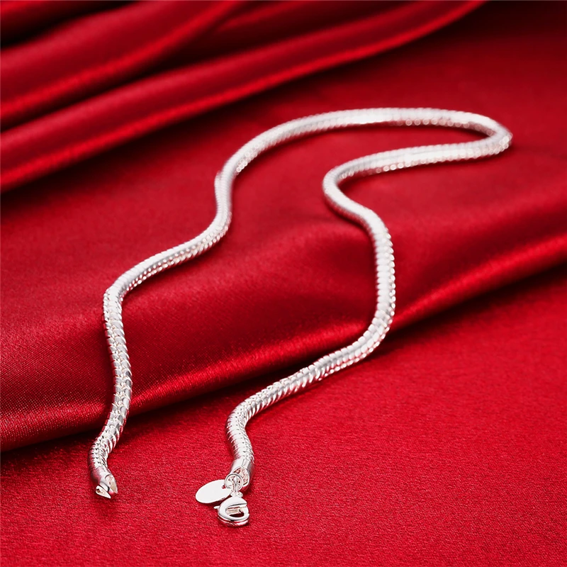 Doteffil 925 Sterling Zilver 16/18/20/24/22/24/26/30 Inch 3Mm snake Collier Voor Vrouw Man Wedding Engagement Sieraden