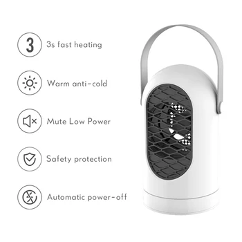 

400W Portable Portable Desktop Heating Fan 3 Seconds Rapid Overheating Protection Office Small Smart Electric Heater 38D