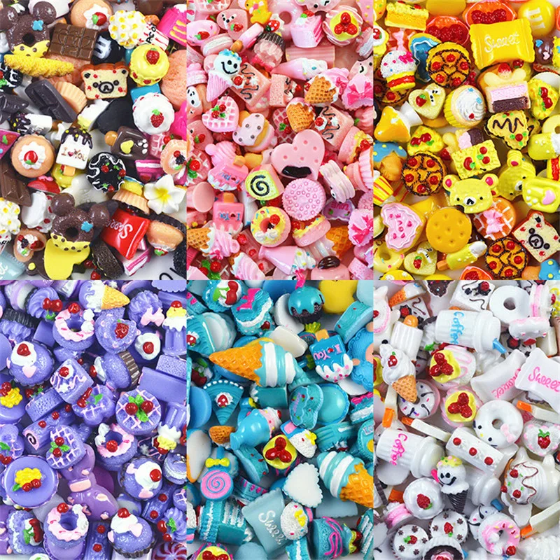 

50Pcs/bag Colorful Resin Mini Ice Cream Biscuit Lizun Slime Supplies Polymer Clay Charms DIY Additive In The Slide Slime Filler