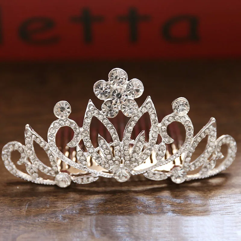 Корейская модная с кристаллами и жемчугом тиара корона принцессы гребни для волос свадебная вуаль украшения для волос аксессуары для невесты детей - Окраска металла: Style 14