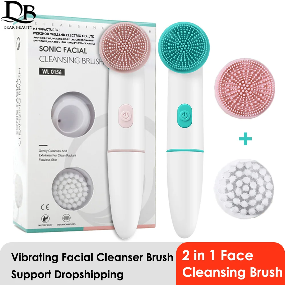 2 In 1 Electric Silicone Facial Cleanser Brush Pore Cleansing Massager Face Brushes マーケティング