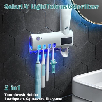 

Automatic Toothpaste Squeezers Dispenser 3 in 1 UV Toothbrush Disinfectant Sterilizer Toothbrush Holder EU Plug /US Plug/UK Plug