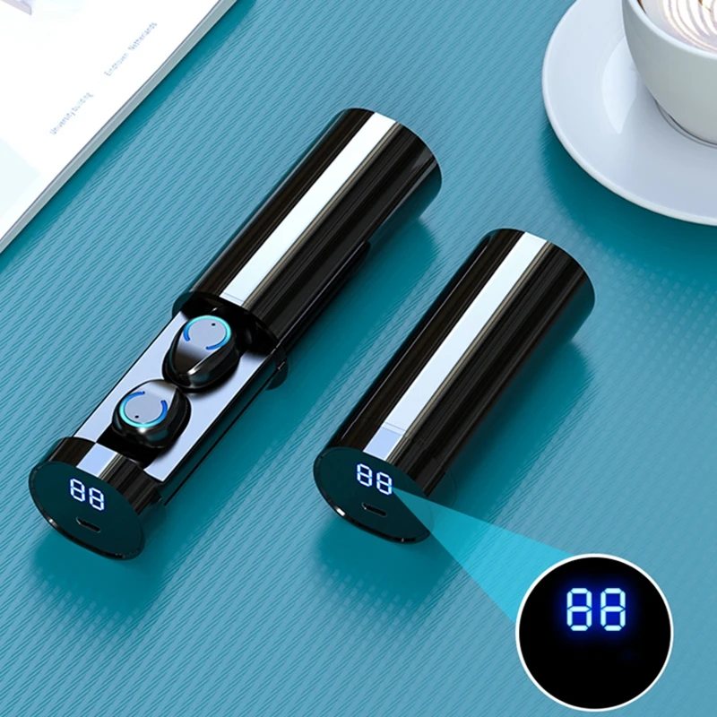 F9 Bluetooth 5 0 Earphone Lamp with Cylinder True Wireless Headset Earbuds Sports Mini Headphone with Mic Led Power Display