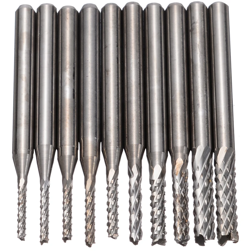 New 1.3-3.175mm End Mill Rotary Burr Tool PCB CNC Engraving Milling Cutter Professional Tungsten Steel Sliver Corn Milling Tools