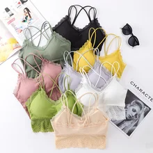 Женская мода беспроводной камзол Кружева Мягкий Bralette летний укороченный топ Вышивка Цветочные майка