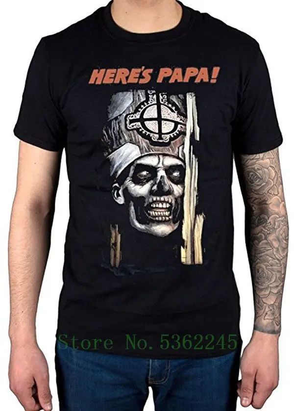 Новая Ghost Band Here's Papa Heavy Metal черная рубашка Badhabitmerch модная мужская футболка с