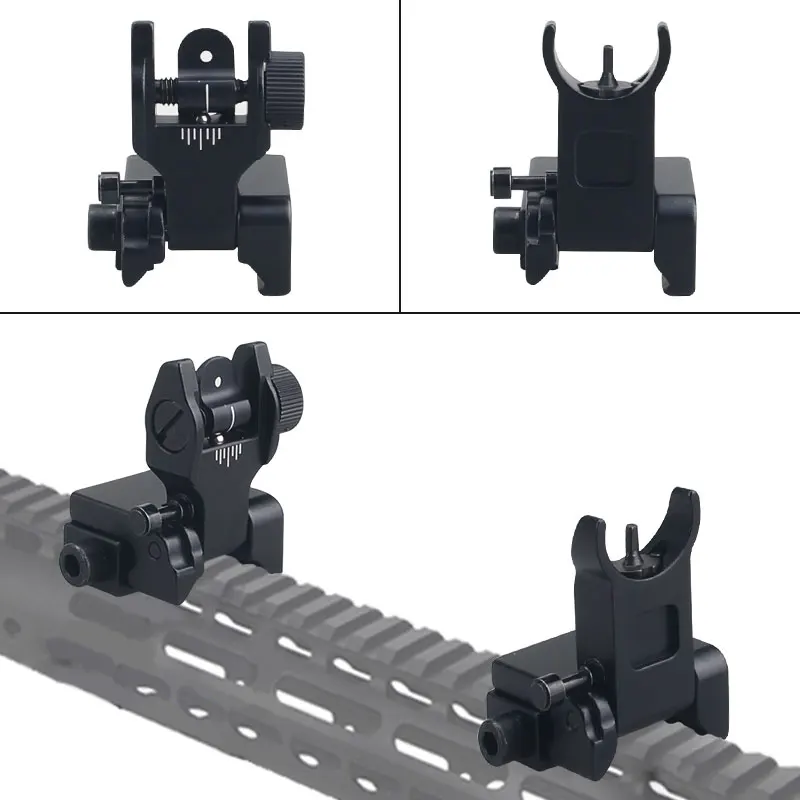 Tactical Baixa Flip up Frente Traseira Vista de Ferro Conjunto Dupla Meia Lua Forma Buis Pontos Turísticos para 20 mm Montagem de Caça Rifle Airsoft Lunetas Riflescopes 2 Cheap Lunetas Riflescopes