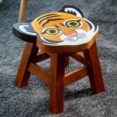 Tiger Тайский креативный детский табурет из цельного дерева, милый мультяшный маленький табурет с животными, домашний табурет с подставкой, деревянный табурет, низкий табурет - Цвет: Tiger