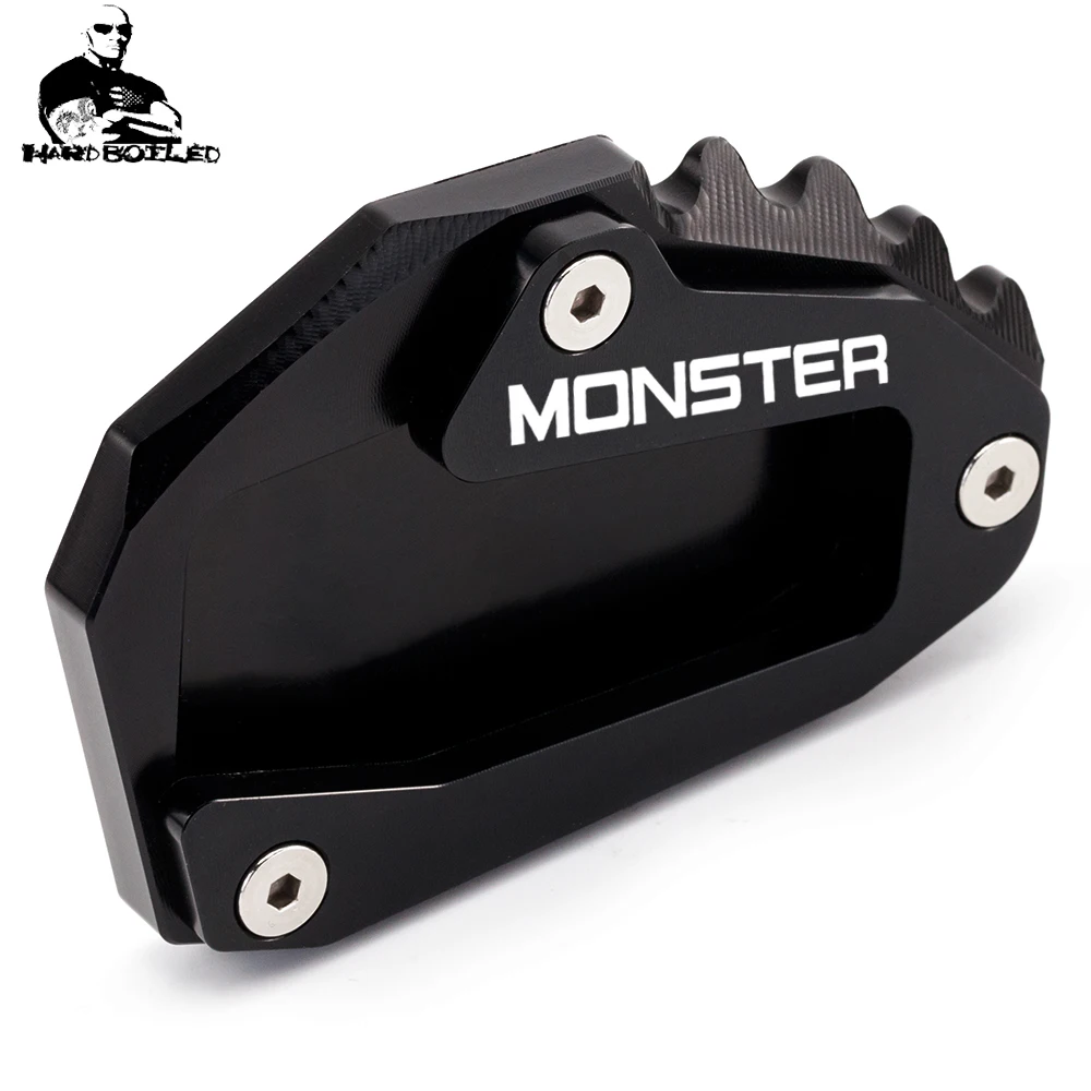 Motorcycle CNC Kickstand Foot Side Stand Extension Support Plate Pad with logo For Ducati MONSTER 1200 1200S 821 2014-2019 2018 (6)