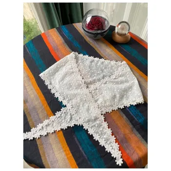 

Lolita girl embroidery lace kawaii daisy stitch Triangle scarf 2020 autumn