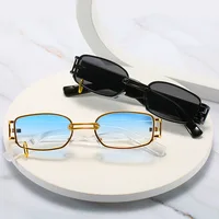 Fashion Women Men Sunglasses Earring Rimmed Ring Sun Glasses Brand Designer Outdoor Eyewear Beach Shopping Rectangle Punk UV400 2