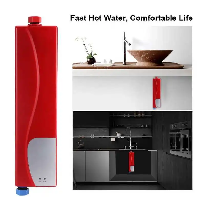 220V 3000W Instant Water Heater Mini Electric Tankless Hot Water Heating Parts Water Heater System For Bathroom Kitchen Use 4