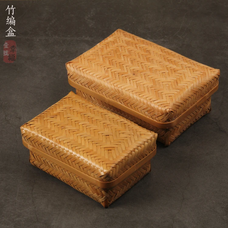 Натуральная коробка для хранения продуктов бамбуковый ткацкий органайзер для макияжа портативный контейнер для пикника чехол для фруктов и закусок Плетеный ручной работы домашний декор