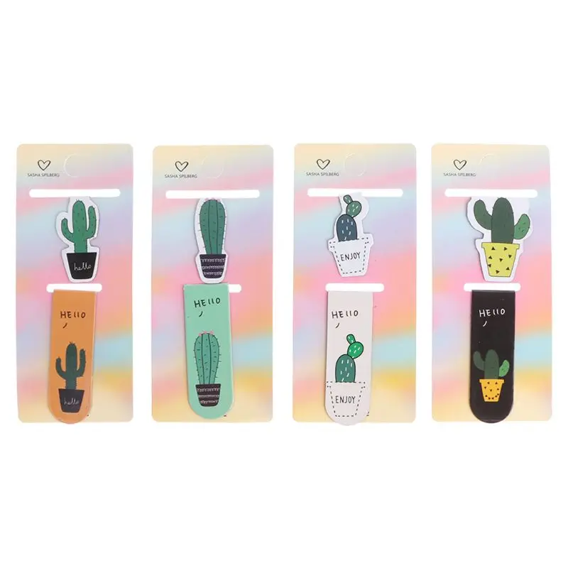 

Cute Cactus Magnetic Bookmarks Book Page Marker Student Stationery Supplies Gift