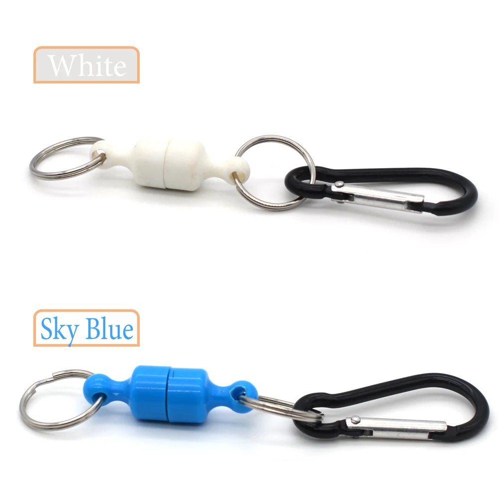 Fly Fishing Magnetic Net Release Quick Release Clips Net Holder with Aluminum Carabiner Fishing Tools 2Pcs