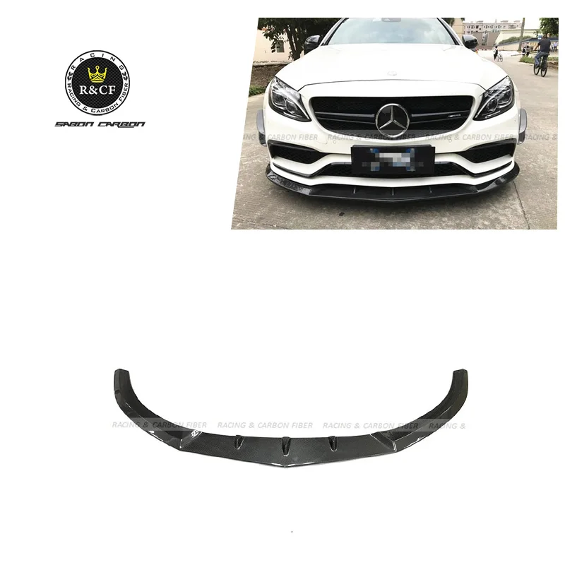 W205 C63 AMG передняя губа сплиттер // S Стиль углеродное волокно для Benz только