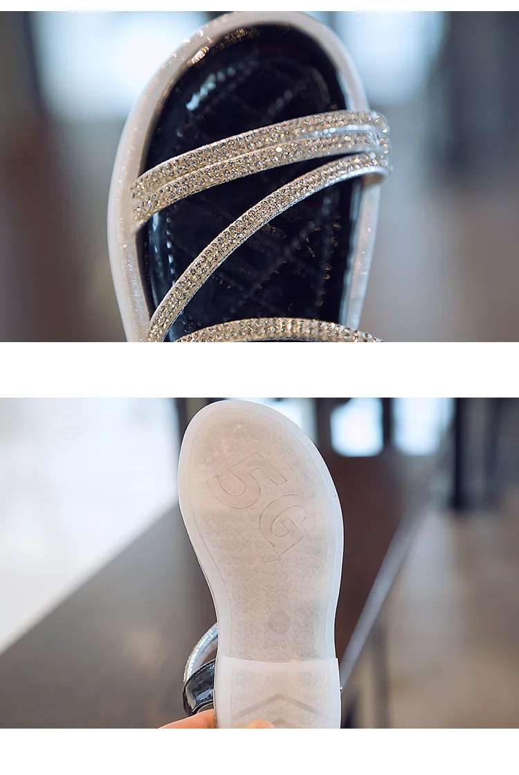 B&G Girls  Princess Sandals Dimond Childrens Princess Shoes Soft Anti-slip Beach Shoes Dancing Shoes