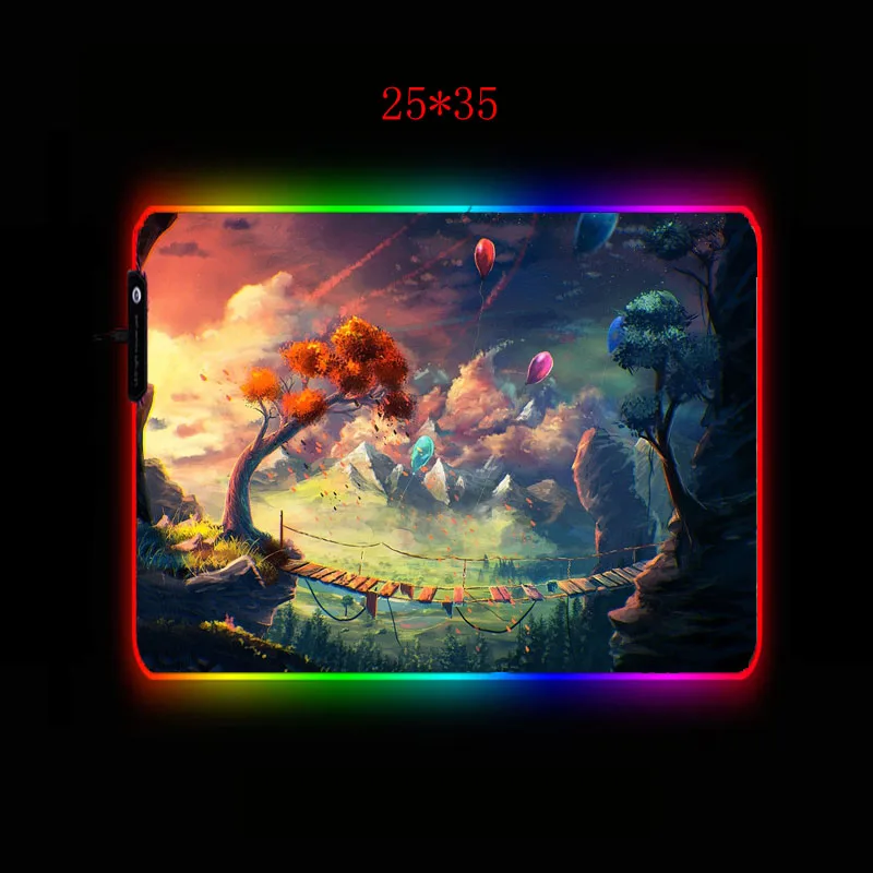 Mairuige мост дерево Пейзаж большой СВЕТОДИОДНЫЙ Красочный игровой Мышь pad RGB