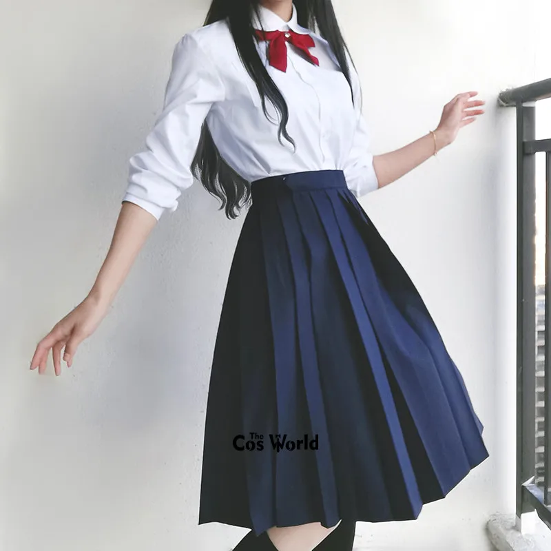 Japanese Schoolgirl Skirt Japanese Solid Colors Girl's Women's High Waist Pleated Skirts JK School Uniform