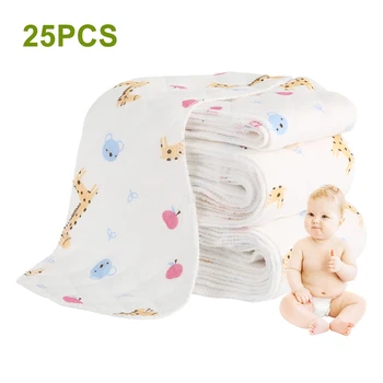 

25pcs Reusable Baby Diapers Nappy Washable Cloth Diaper Inserts Peanut Shaped 3-layer Insert Water Absorbent Diaper babies care