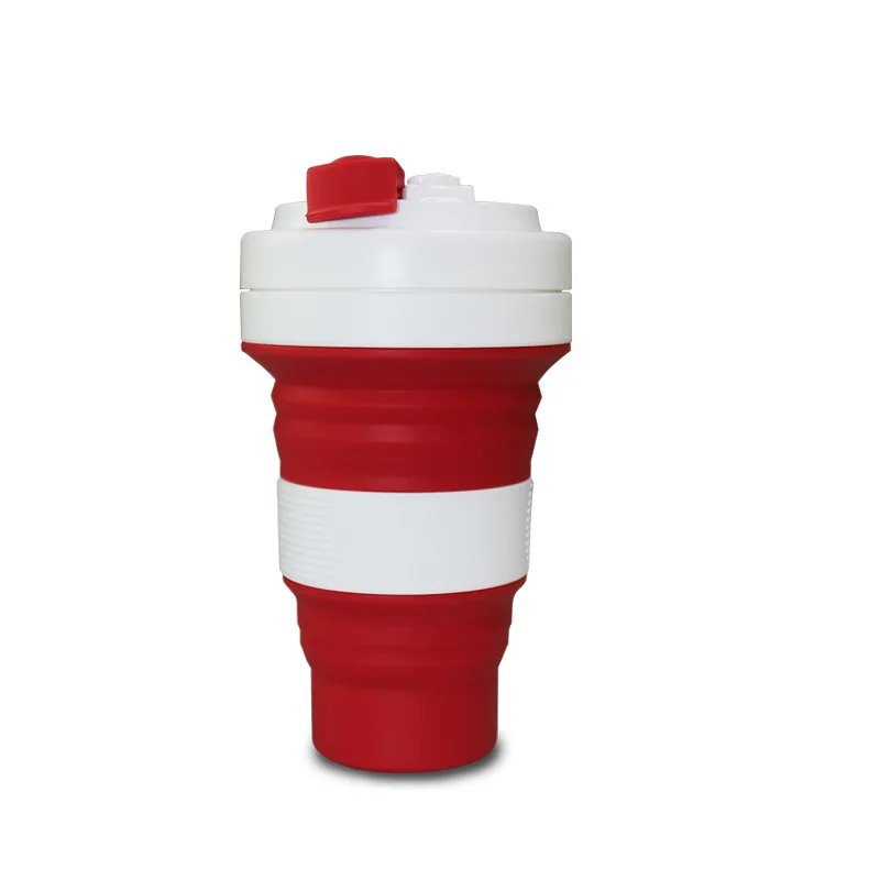 350 мл 550 мл Складная Силиконовая портативная силиконовая телескопическая Питьевая Складная кофейная чашка Складная силиконовая чашка с крышками для путешествий - Цвет: red