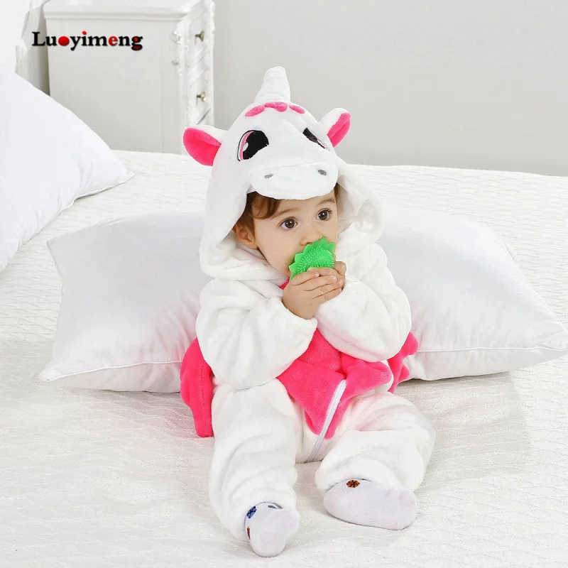 Mono grueso y cálido bebé, mamelucos para niño, con capucha de invierno para niños y niñas, mono de unicornio para niños, de pijama Kigurumi _ - AliExpress Mobile