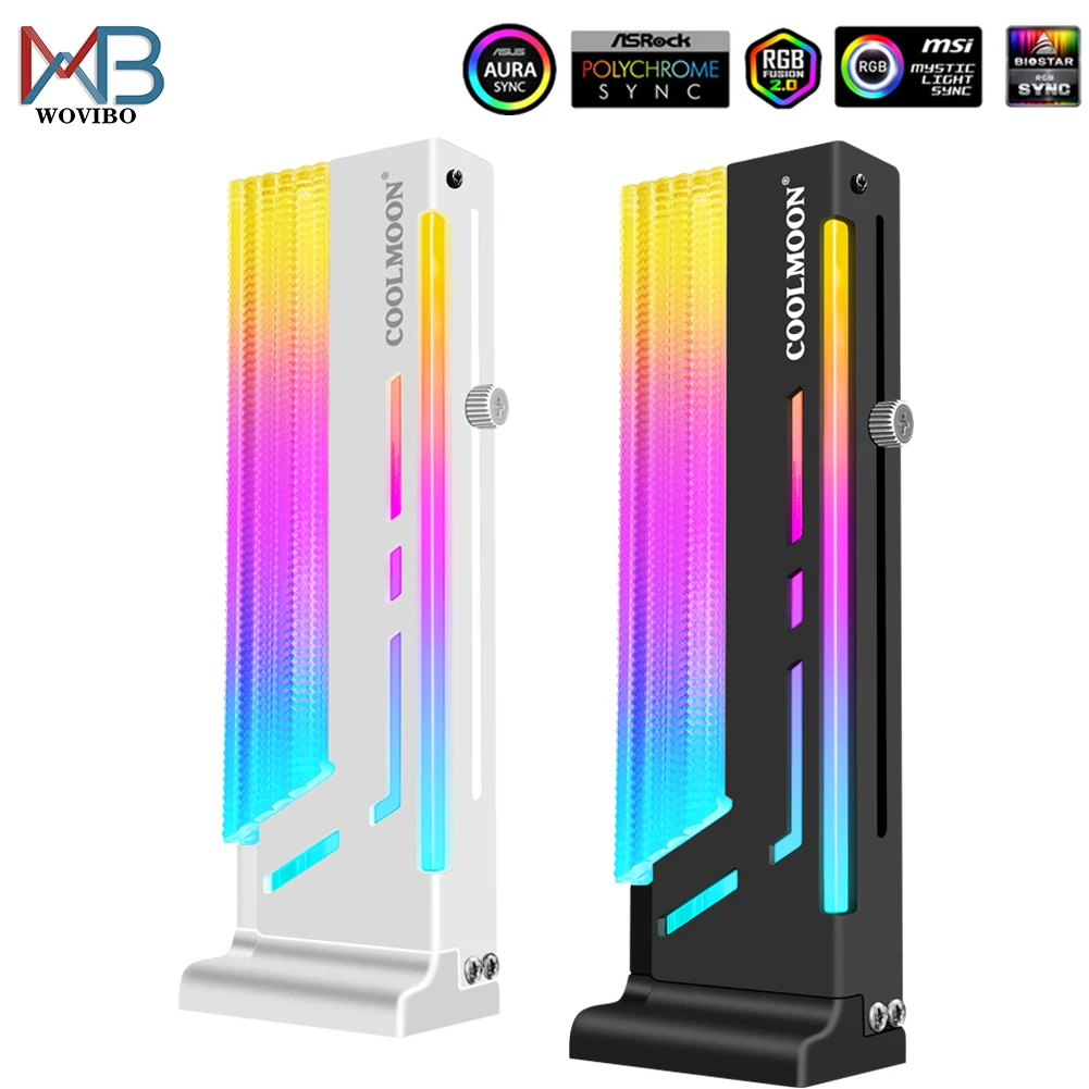 Coolmoon Gráficos Gpu Suporte de Vídeo Suporte para Caixa do Computador Titular da Placa de Vídeo da Liga de Alumínio 5v 3pin Rgb Argb Aura Sync
