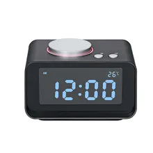 3," цифровой двойной будильник fm-радио с повтором температуры ЖК-дисплей с затемнением и двойным USB зарядным устройством для телефона