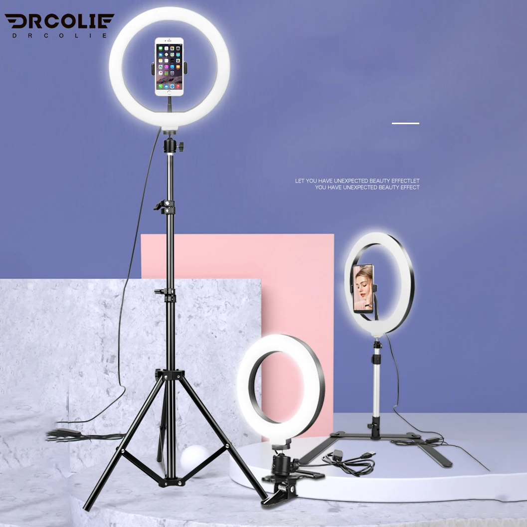 

DROCLIE Live Beauty Photography Fill Light Bracket Lighting Lamp Mobile Phone Self Photo Studio Portable Desktop Ring Light