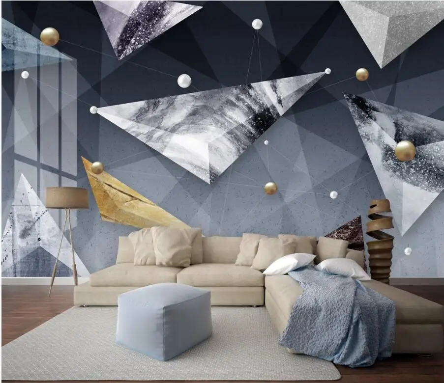 Индивидуальное изготовление, большая настенная живопись Современная 3d абстрактная геометрическая фигура линия ТВ спальня гостиная столовая обои для рабочего стола