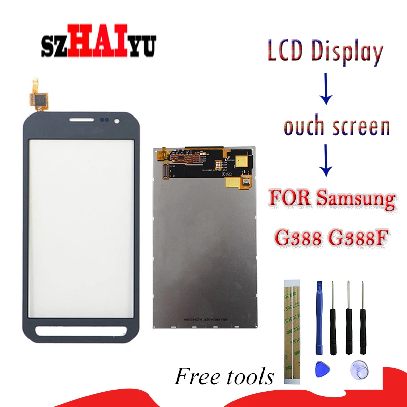SZHAIYU LCD Display + Front Touch Screen Digitizer Glass Panel for Samsung Xcover 3 SM G388F