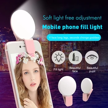 

Clip-on LED Selfie Ring Lamp Fill-in Light Phone Selfie Enhancing Fill Light For Phone Macro Ring Lights remplir la lumière New