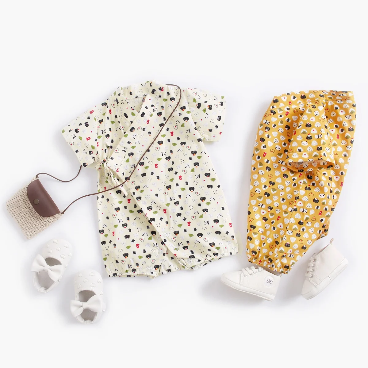 Baby Bodysuits Cotton Short Sleeves Cute Flowers Cartoon For Baby Boys Girls