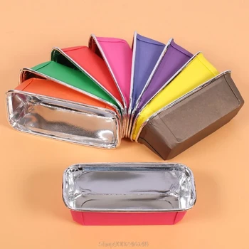 

50pcs Aluminum Foil Muffin Cupcake Baking Cake Box Rectangle Dessert Bread Mold Tray Pan O21 20 Dropship