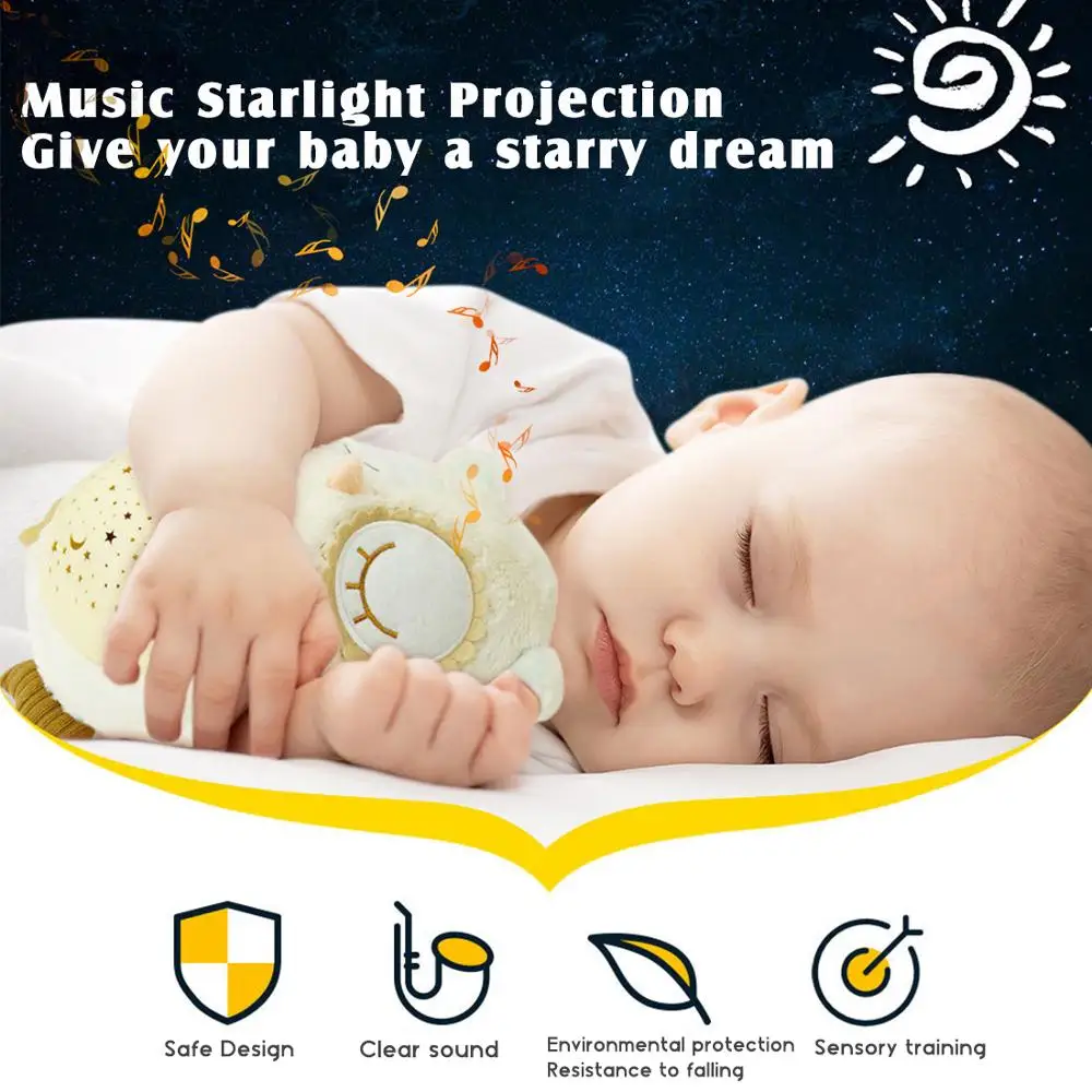 Детская белая звуковая машина со звездой, светильник для проектора, музыкальная сова, животное, Детская плюшевая игрушка для сна
