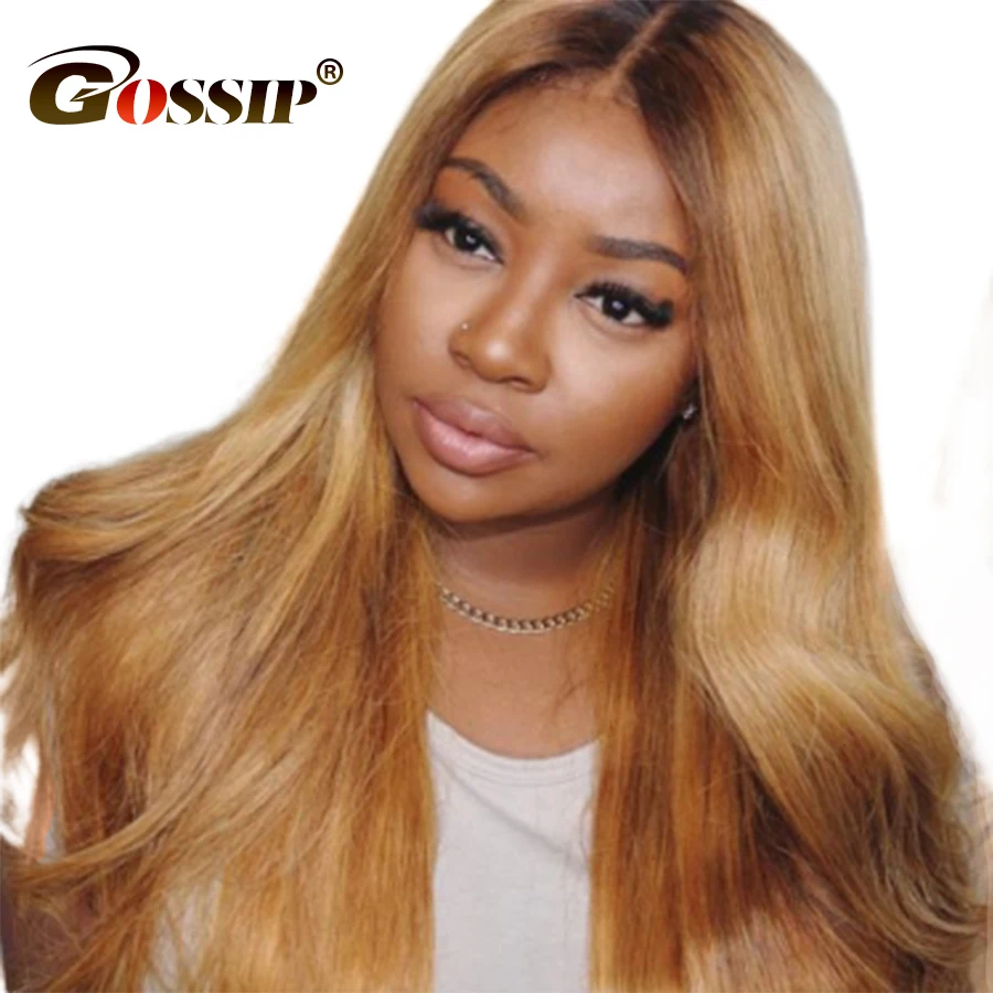 Straight Hair Bundles Honey Blonde Bundles Brazilian Hair Weave Bundles Non-Remy Gossip #27 Color Hair Extensions 34 Pieces (2)