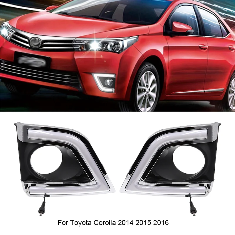 

Дневные ходовые огни для Toyota * Corolla 2014 2015 2016 светодиодный противотуманный фонарь с желтым указателем поворота
