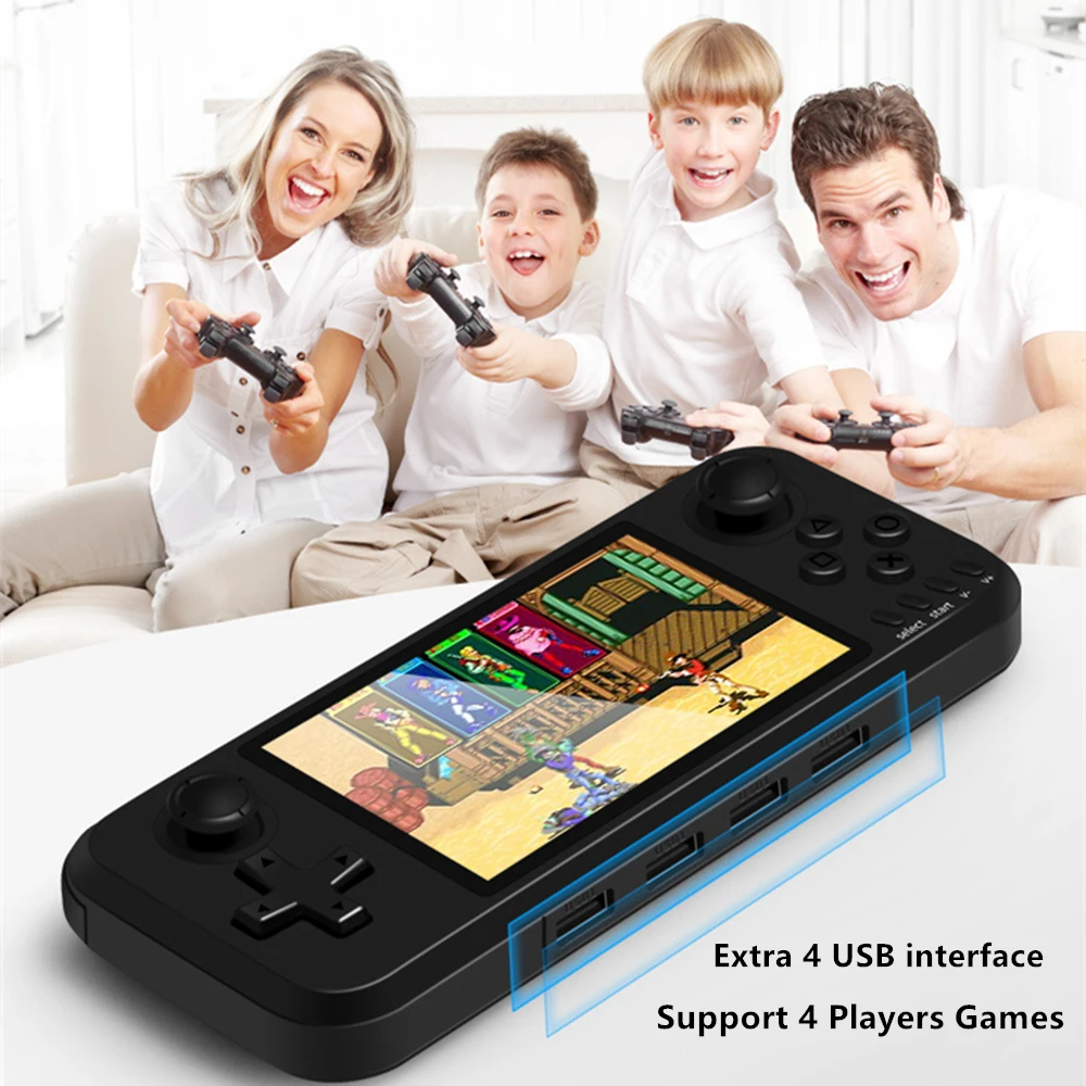 Free Shipping 4 inch Portable Retro Game consoles video game 64GB 128GB 6000 free games two gamepad for ps1 sega Arcade Tetris