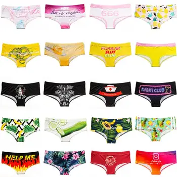 

Sexy Funny Cartoon Print Female Lingerie Thongs Briefs Underwear For Women Cute Panties For Lady