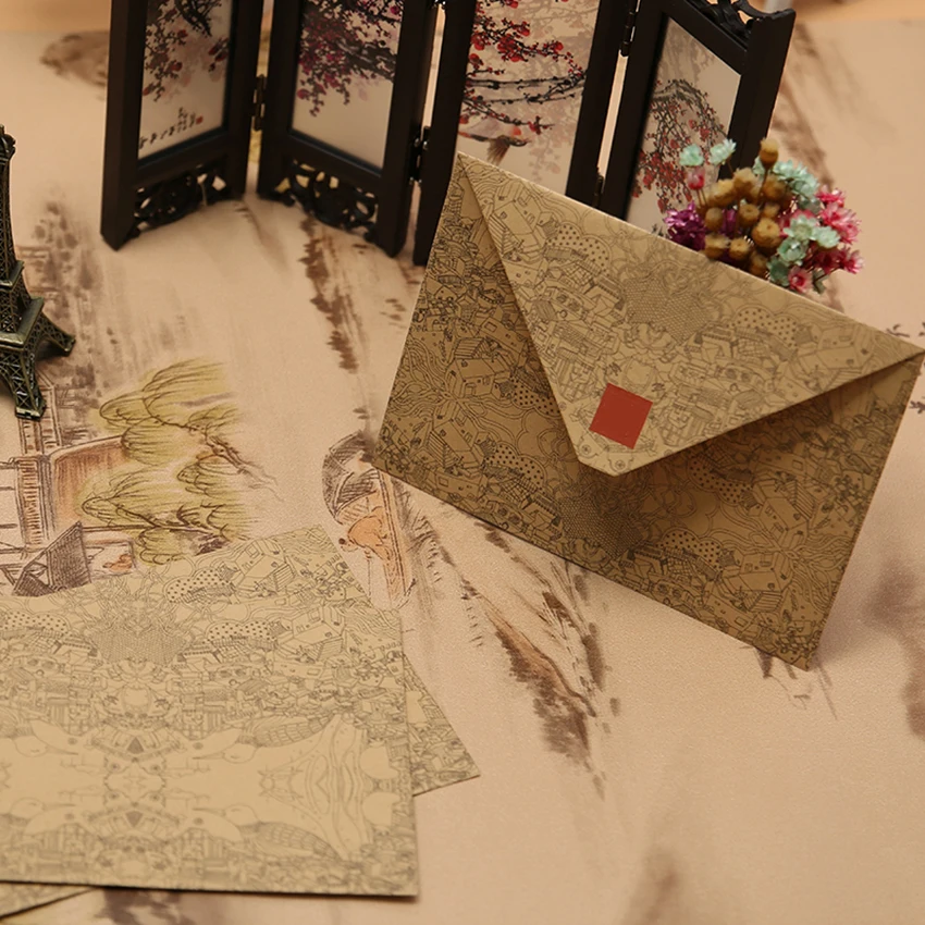 

5PCS/Lot Invitation Envelopes, Kraft Paper Envelopes for Wedding, Party Invitations, V-Flap Photo Envelopes 154mm*108mm