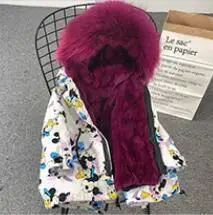 White Purple Fur Новое зимнее пальто для девочек пальто с кроличьим мехом детские куртки и пальто с рисунками животных для девочек теплые парки для детей, пальто с натуральным мехом - Цвет: White Purple Fur