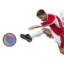 Holographic Reflective Soccer Ball Glowing In The Dark - Camera Flash Light Up Luminous Football Night Games Training Size 5 An