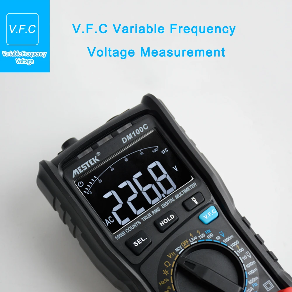 MESTEK DM100C 10000 Counts True RMS Digital Multimeter Measuring AC/DC Voltage Current Resistance Capacitance Frequency