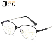 Elbru ультралегкие очки для чтения в металлической оправе, прогрессивные многофокусные очки для женщин и мужчин, Анти-усталость, увеличительные пресбиопические очки