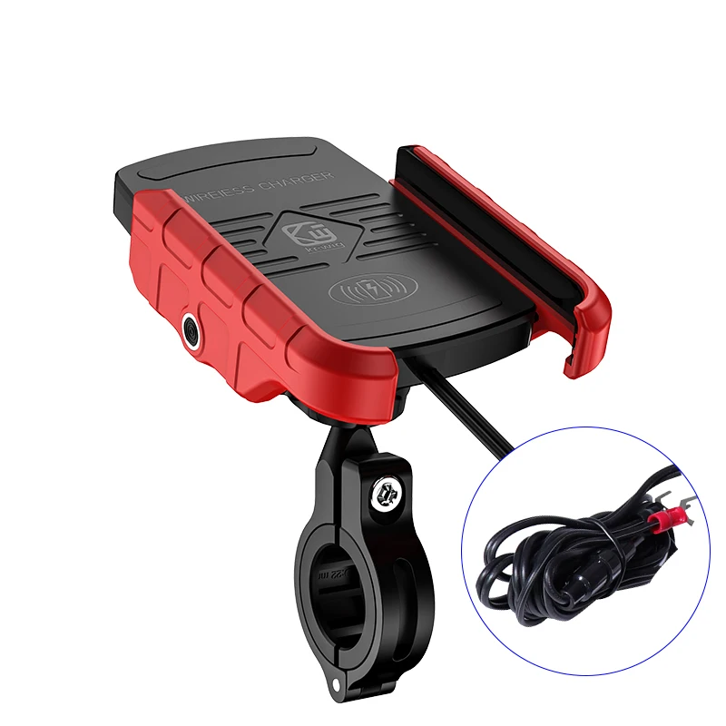 15 Вт Qi Беспроводное зарядное устройство, подставка для телефона, держатель для телефона мотоцикла для iPhone X 8 samsung S10 для Xiaomi Mi 9 Qi зарядное устройство - Цвет: Красный