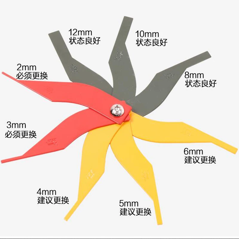 8-в-1 автомобиля тормозных колодок весы Толщиномер измерительный прибор одежда измерительного прибора автомобиля Защита Инструмент