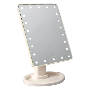 

Large Lighted Makeup Mirror, Makeup Vanity Mirror with 22 LED Lights , Press Screen Dimmable 360°Rotation, White Battery
